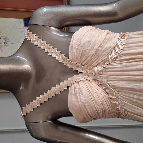 Vintge 80's look silk chiffon maxi dress - Picture 2 of 4